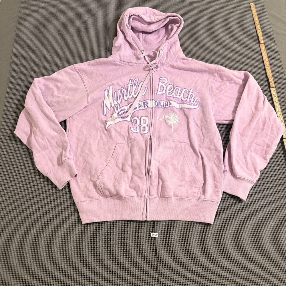 Salty Wave Collection Myrtle Beach Zip Up Hoodie Purple Women Size M
